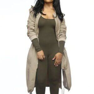 Swank a posh Not Your Average Bomber Parka Olive XL NWT